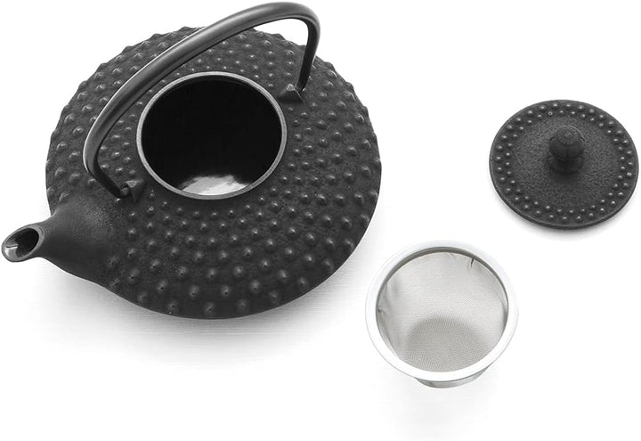 Iwachu Teekanne Gusseisen. Japanische Kyusu Hira Arare, Original, Schwarz 500ml, 0,5 Liter Sieb-Eins