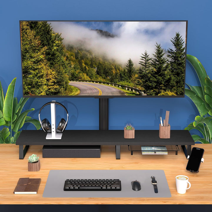 Aothia Grosser Monitorständer mit Schublade,Wooden Dual Monitor Stand Riser,Bildschirmerhöhung,für L