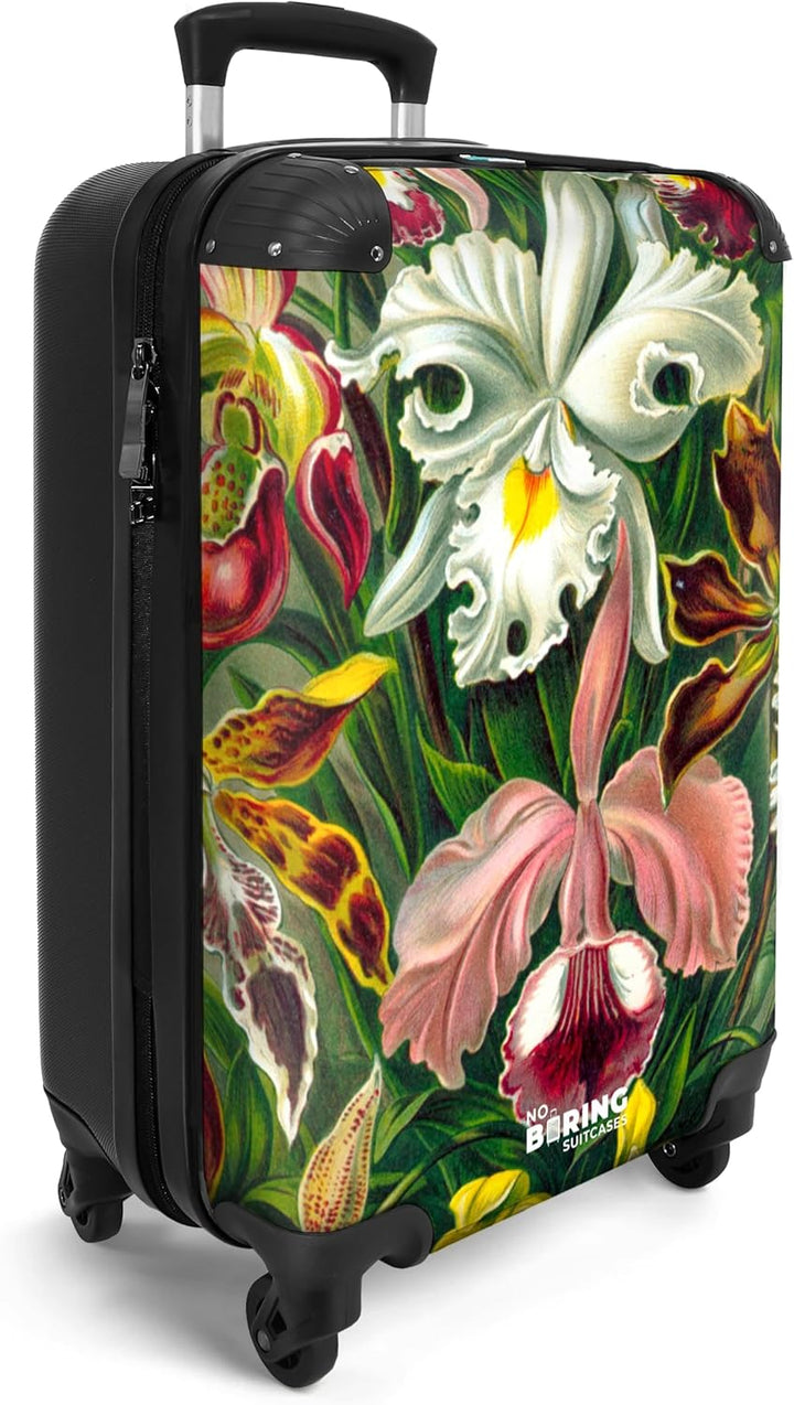 NoBoringSuitcases.com® Koffer Handgepäck Trolley Rollkoffer Kleine Reisekoffer - Blumen - Kunst - Ha