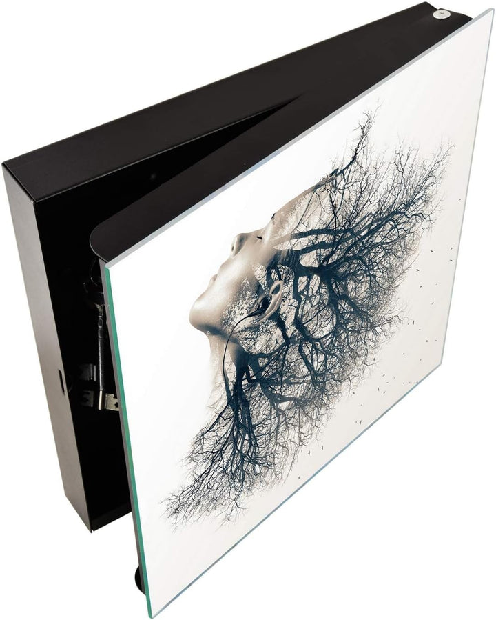 Concept Crystal Schlüsselschrank mit Magnettafel für Marker K05 Junge Frau und Baum Rechte Öffnung J