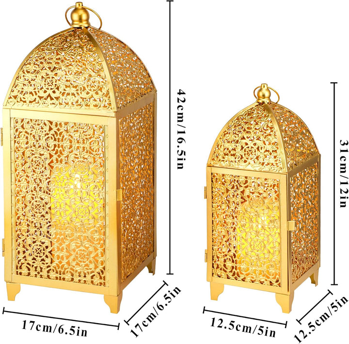 TRIROCKS Set mit 2 Vintage-Dekorationskerzenlaternen 41 &amp; 31 cm hohe Metallkerzenhalter Hängelaterne