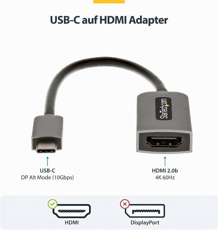 StarTech.com USB-C auf HDMI Adapter - 4K 60Hz Video, HDR10 - USB-C auf HDMI 2.0b Adapter Dongle - US