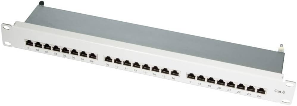 LogiLink Patchpanel 24-Port Cat6 RJ45 48,3 cm (19 Zoll) vollgeschirmt grau, NP0040, Farbcodiert nach