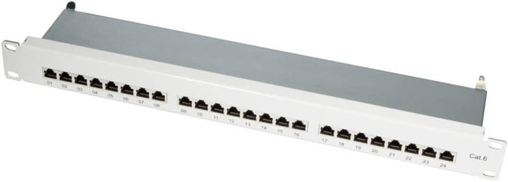 LogiLink Patchpanel 24-Port Cat6 RJ45 48,3 cm (19 Zoll) vollgeschirmt grau, NP0040, Farbcodiert nach