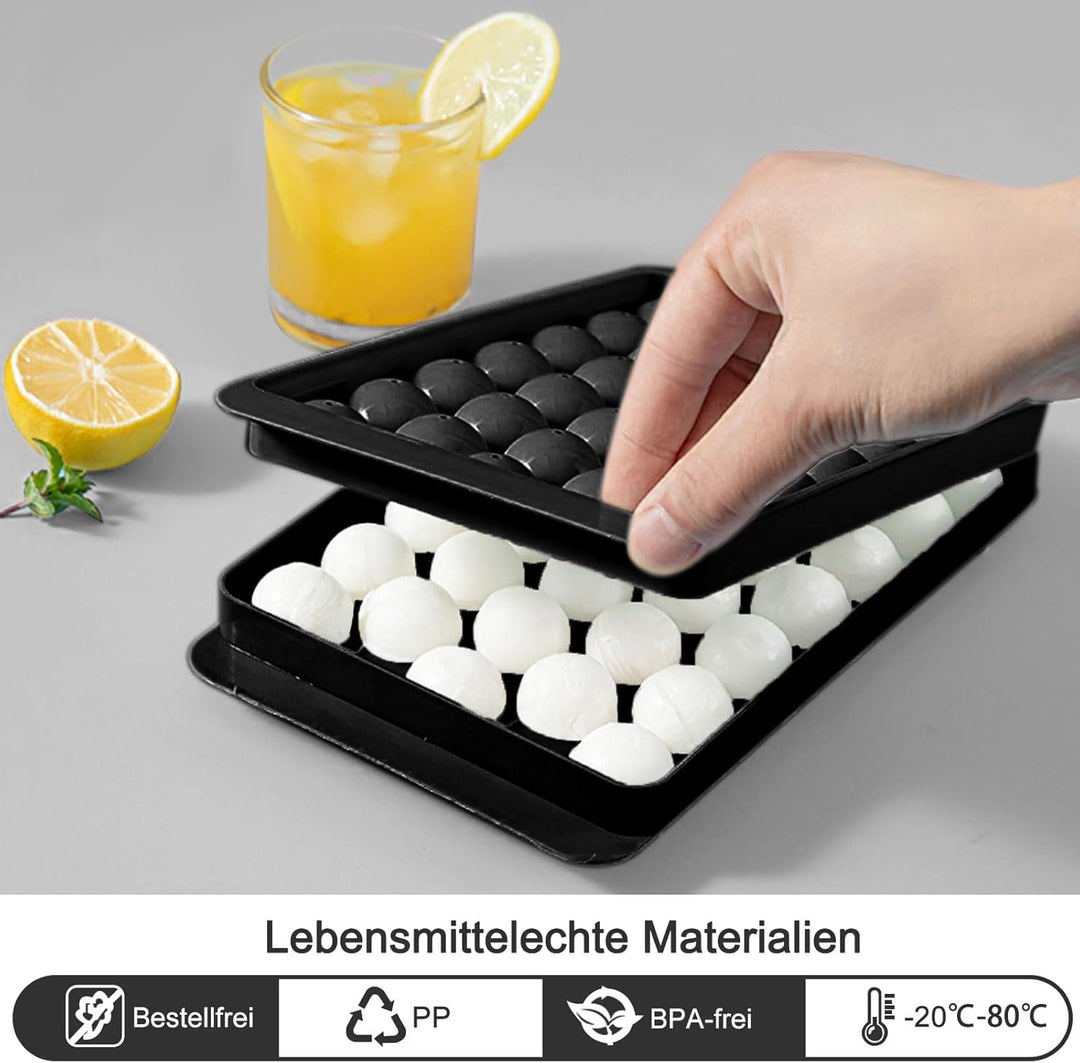 Miaowoof Eiswürfelform mit Deckel und Behälter, 2,5 cm x 99 Stück Runde Eiswürfel, Non-BPA Eiswürfel