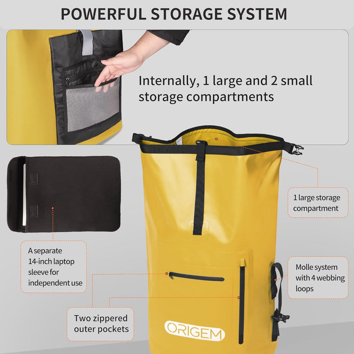 Origem Wasserdichter Rucksack, 35L/55L/85L Rolltop Rucksack Wasserdicht, Dry Bag mit Computereinsatz