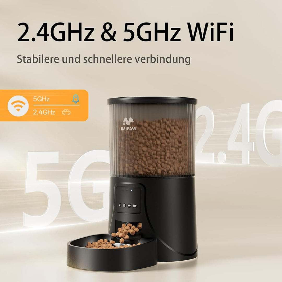 IMIPAW Futterautomat Katze, 5G | 2.4G WiFi Katzenfutter Automat, APP-Steuerung Futterspender für Kat