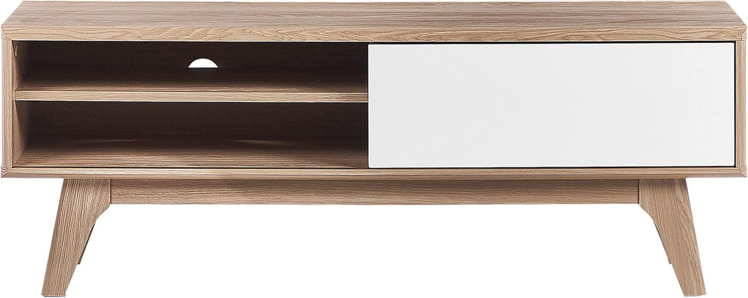 Fernsehtisch moderner Stil 2 Fächer MDF-Platte heller Holzfarbton / weiss Buffalo