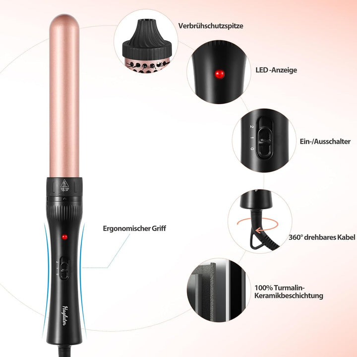 Lockenstab, 3 in 1 Lockenstäb set mit Verschiedenen Aufsätzen für Grosse und Kleine Locken Keramik T