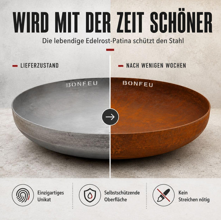 BonFeu BonBowl Feuerschale 60cm - Feuerschalen für den Garten - Feuerstelle Outdoor - Feuerschale mi
