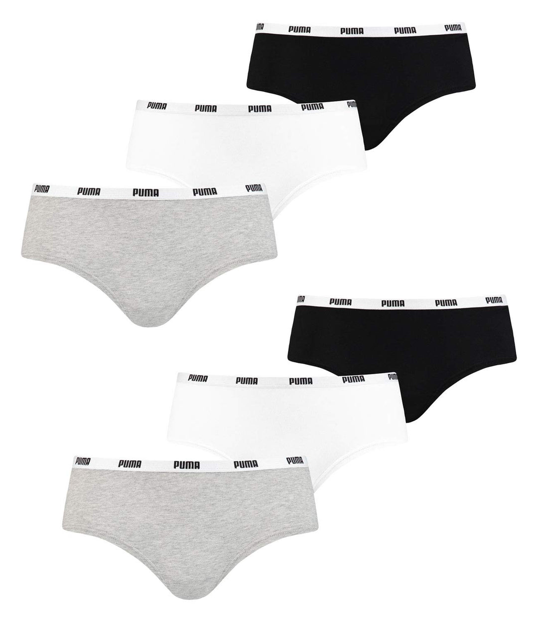PUMA Damen Iconic Hipster 503007001 6er Pack, Farbe:Mehrfarbig, Wäschegrösse:XL, Artikel:-015 White/