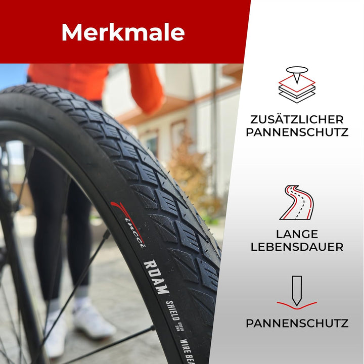 Fincci Paar 700 x 38c 40-622 Reifen mit 3 mm Pannenschutz für Elektrisches Strasse Mountainbike MTB