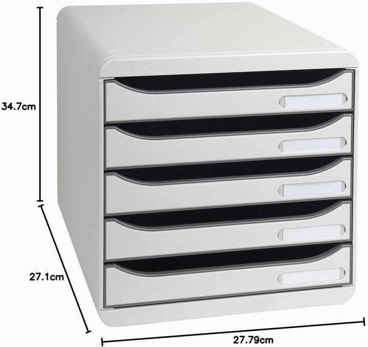 Exacompta 309740D Premium Ablagebox mit 5 Schubladen für DIN A4+ Dokumente. Stapelbare Schubladenbox