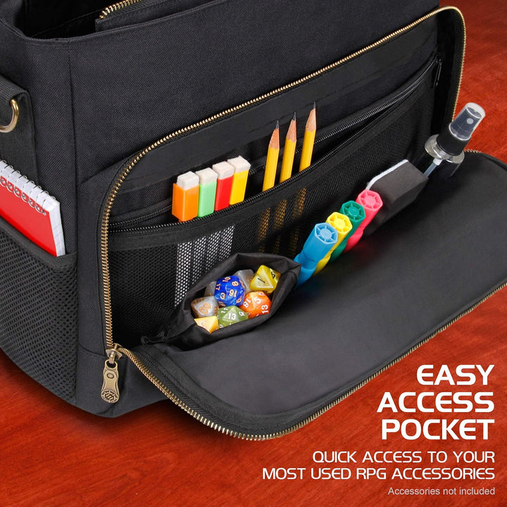 ENHANCE Player's Essentials DND-Tasche - Umhängetasche aus Drachenhaut für 2–4 Bücher, Ordner, Würfe