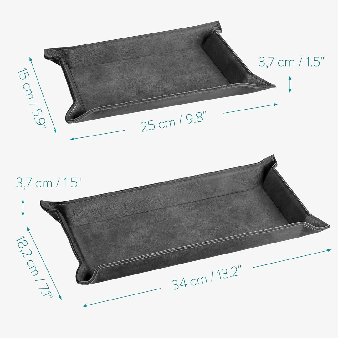 Navaris Lederschale Tablett aus Kunstleder - 2X Schale Ablage Leder - Ablageschale für Schmuck Schlü