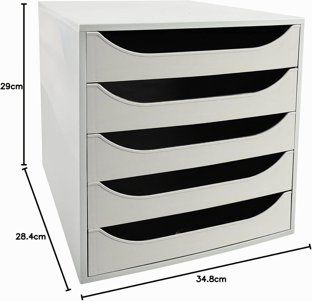 Exacompta 229606D Ablagebox Office mit 5 Schubladen für DIN A4+ Dokumente. Ecobox mit hoher Kapazitä