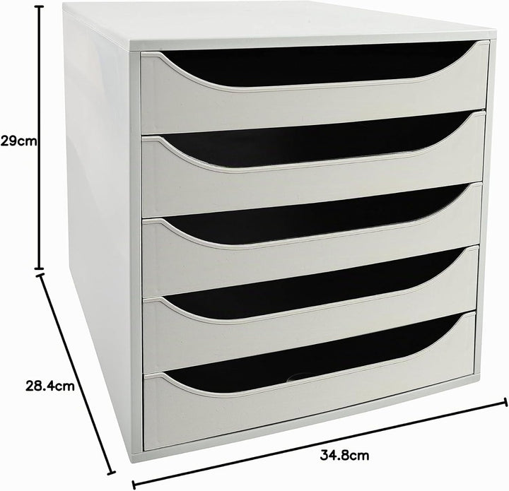 Exacompta 229606D Ablagebox Office mit 5 Schubladen für DIN A4+ Dokumente. Ecobox mit hoher Kapazitä