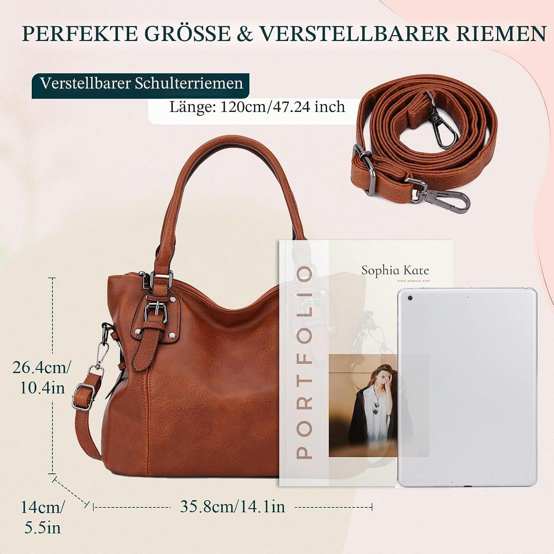 MayBlosom Damen Handtasche, Hobo Tasche Shopper PU leder Umhängetasche Schultertasche Geldbörse für