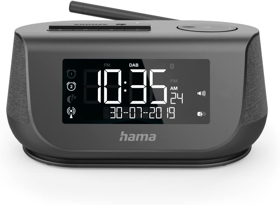 Hama Digitalradio mit Wecker (Radio DAB, DAB+, Bluetooth, USB-Ladefunktion, UKW, digitales Uhrenradi
