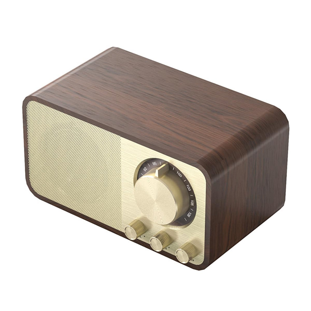 Retro-Bluetooth-Radio, Holzmaserungsdesign, Retro-5-W-Lautsprecher, 1800-mAh-Akku, AUX/USB/TF-Karte,