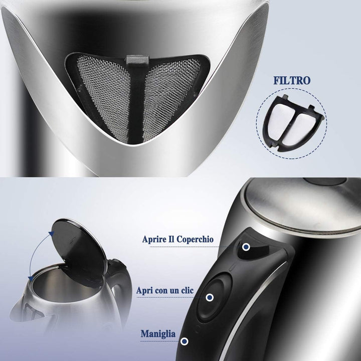 EXTRASTAR Wasserkocher aus Edelstahl (1.7L-1739), 1.7L-1739