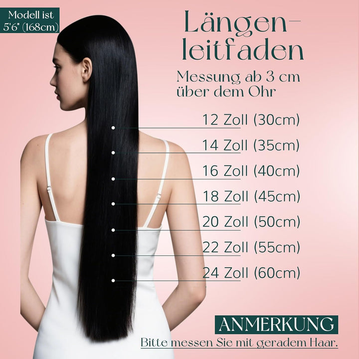Easyouth Schwarz Clip in Extensions Echthaar Clip Extensions Farbe Pechschwarz Echthaar Clip in Exte