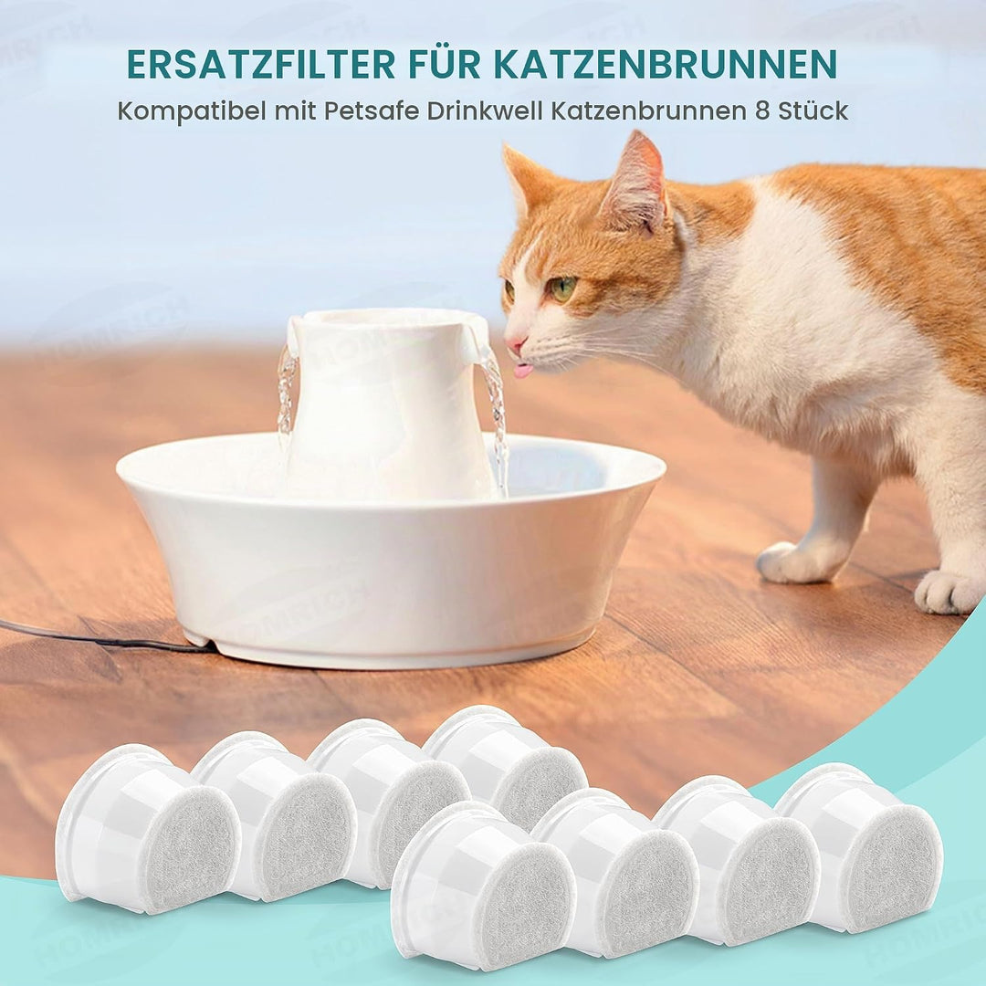 Ersatzfilter für PetSafe Drinkwell, 8 Pack Ersatz Aktivkohlefilter Haustier Trinkbrunnen Filter für
