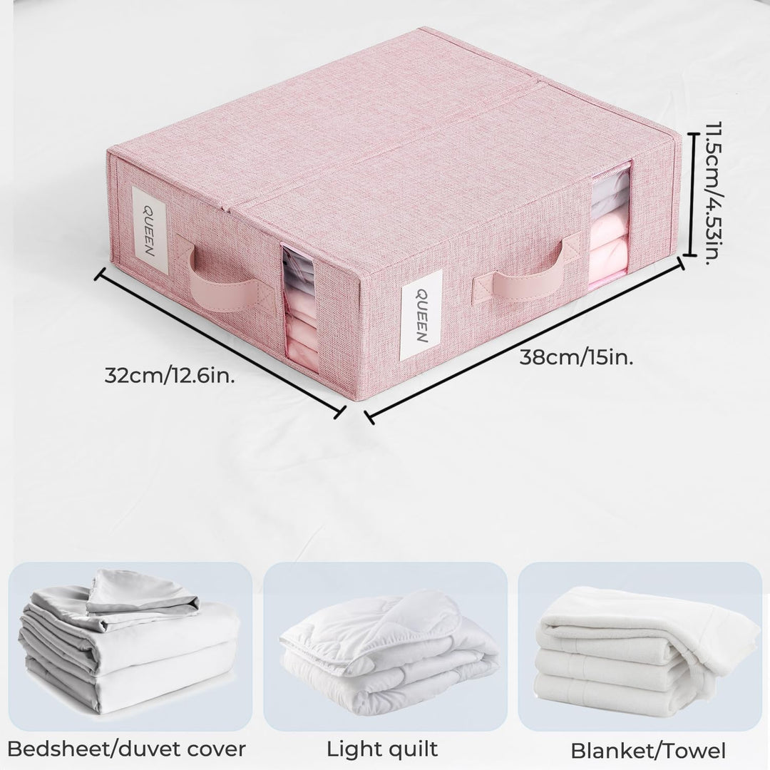 3er-Set Bettwäsche Organizer, über 40% schwerer, Bettwäsche Aufbewahrungsbox mit Sichtfenster, Besch