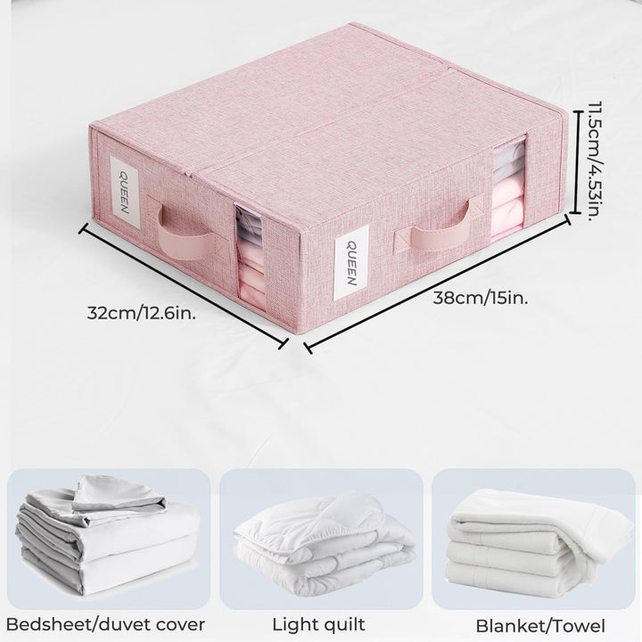 3er-Set Bettwäsche Organizer, über 40% schwerer, Bettwäsche Aufbewahrungsbox mit Sichtfenster, Besch
