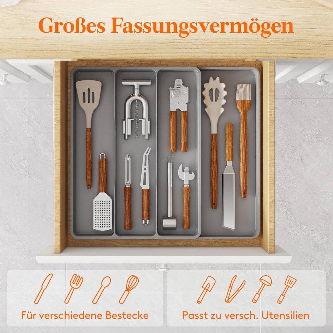 Lifewit Besteckkasten für Schubladen, Küchenutensilien Besteckkasten erweiterbar auf 43,9 cm, Schubl