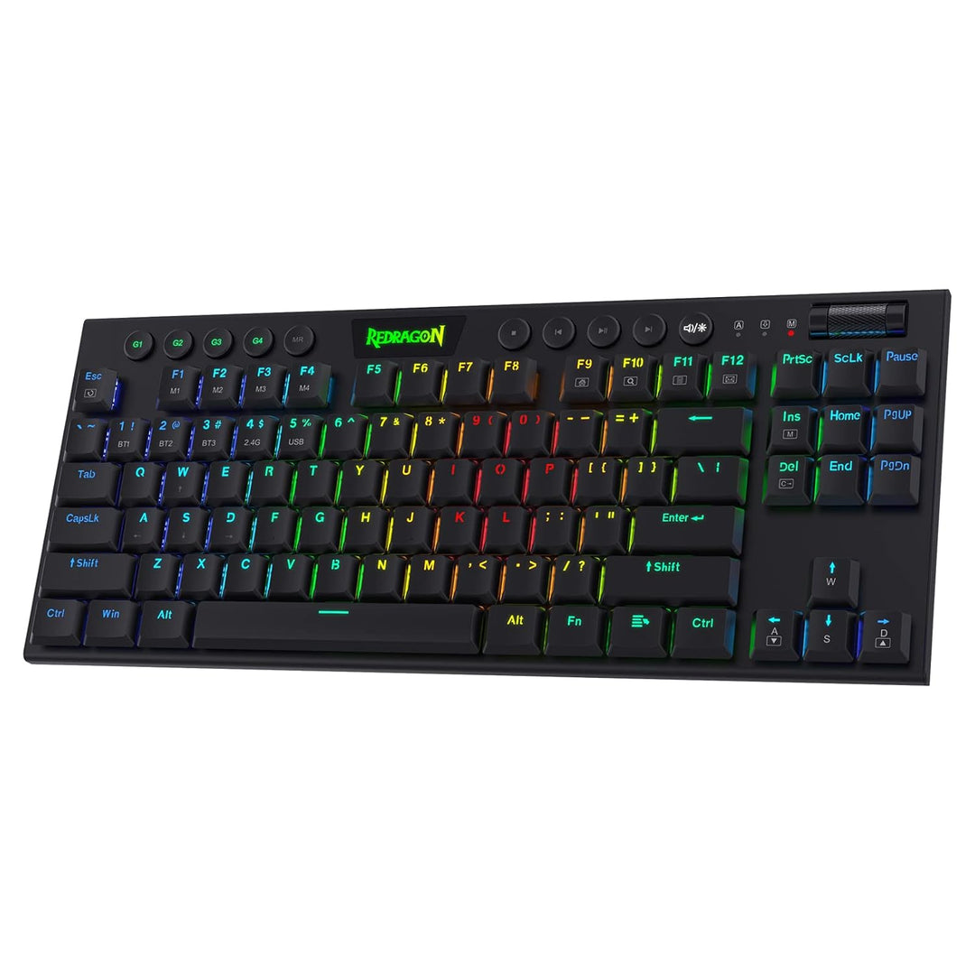 Redragon K621 Horus TKL RGB-Tastatur, 5.0 BT/2.4 Ghz/Kabelgebunden Drei Modi 80% Low Profile Mechani