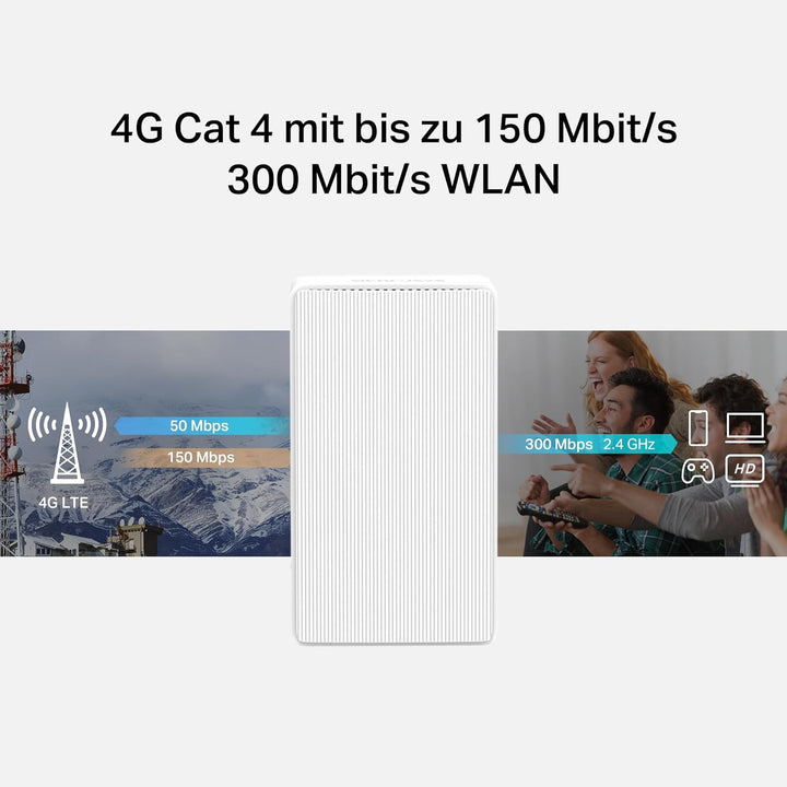 Mercusys MB110-4G LTE Router, 4G Router unterstützt SIM Karten, 4G Cat4 bis zu 150 Mbit/s, WLAN 2.4G