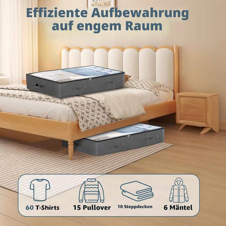 Withosent 5 Stück Unterbettkommode 65L, Unterbett Aufbewahrungsbox Vliesstoff Faltbare Aufbewahrungs
