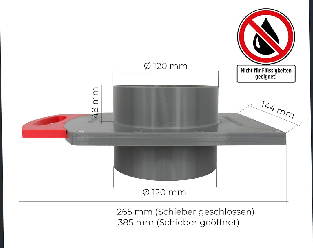 DRUCKKRAFT Blastgate DN120 mm | Luft Absperrschieber für Absauganlage | Lüftungsschieber | Luftstrom