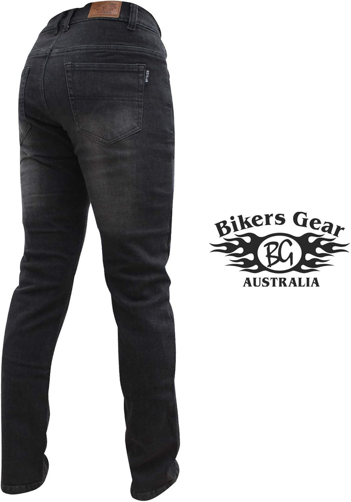 Bikers Gear Australia Unisex Grau Stetch Jeans Herren-Motorradjeans mit Kevlar-Innenfutter, Stretch,