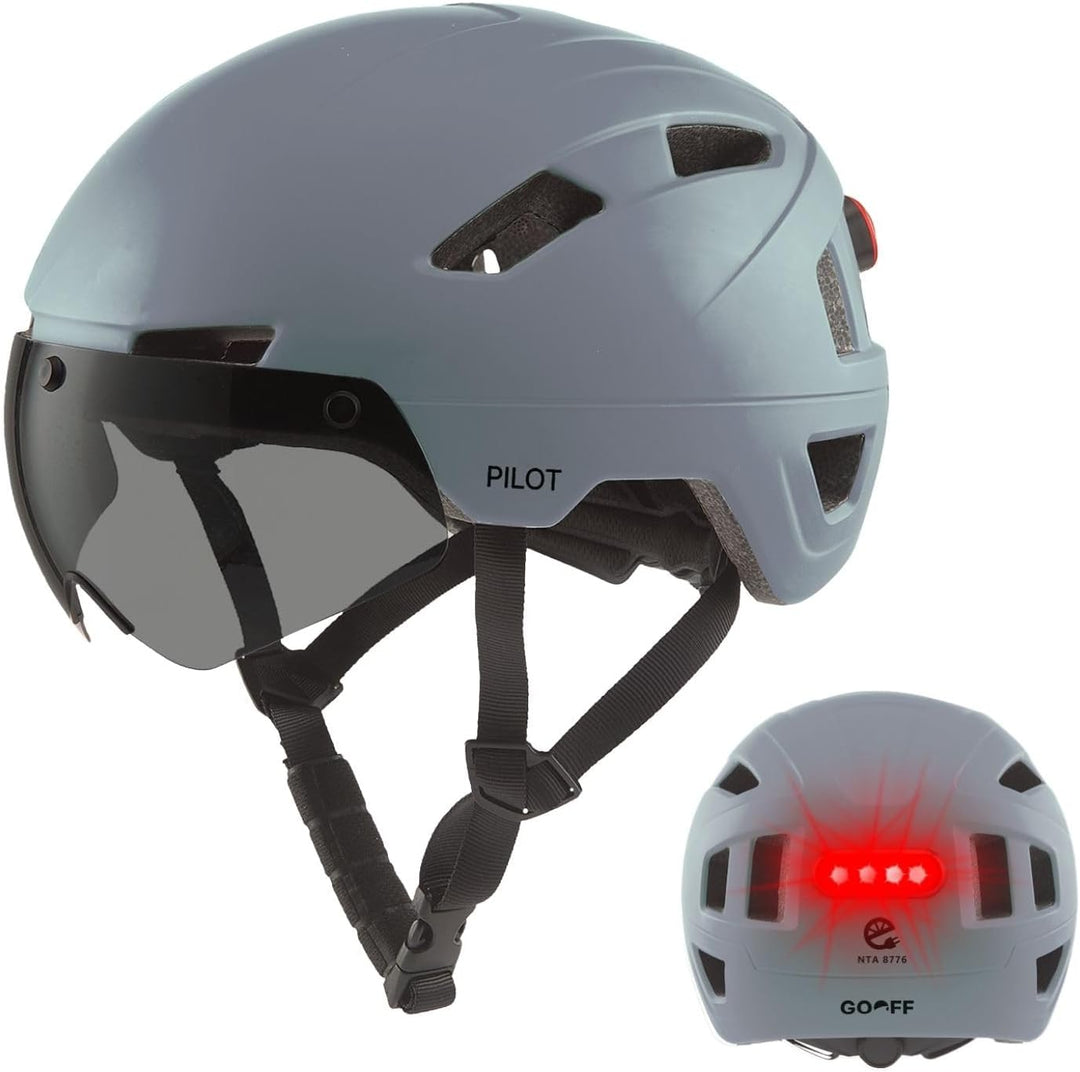GOOFF Pilot S-Pedelec Helm - Schutz für schnelle E-Bike Fahrten – Fahrradhelm mit Visier und Licht –