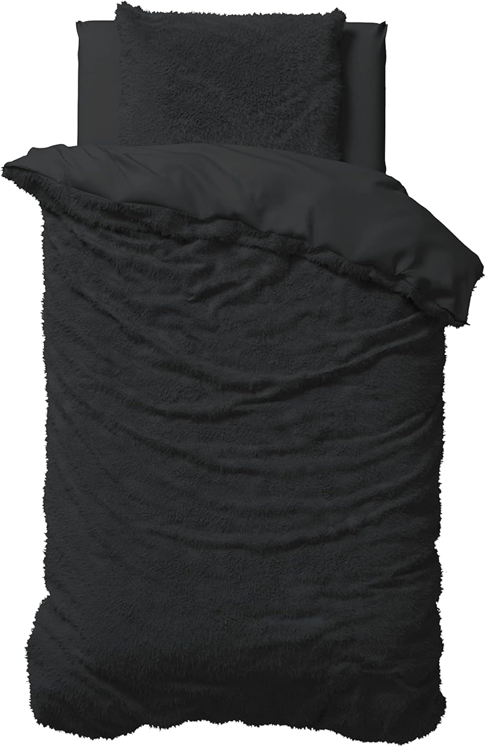 Sleeptime Bettwäsche Plüsch Winter - Kuschelig Flauschig Warm - 135cm x 200cm - Anthrazit - Bettbezü
