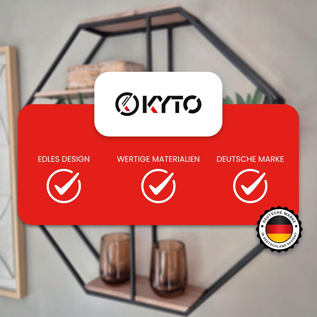 Kyto Wandregal Achteckig 60x60cm Durchmesser, Robustes Oktagon Deko Regal aus Metall Oktagonalform u