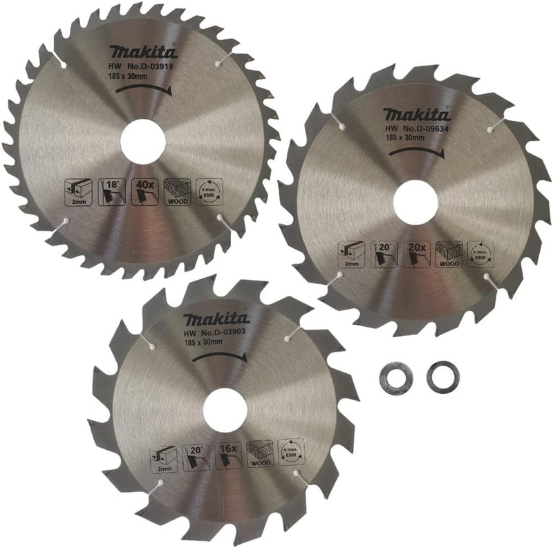 Makita HW Sägeblatt Set Kreissägeblatt 185 mm x 30 mm 3 Stk D-44769