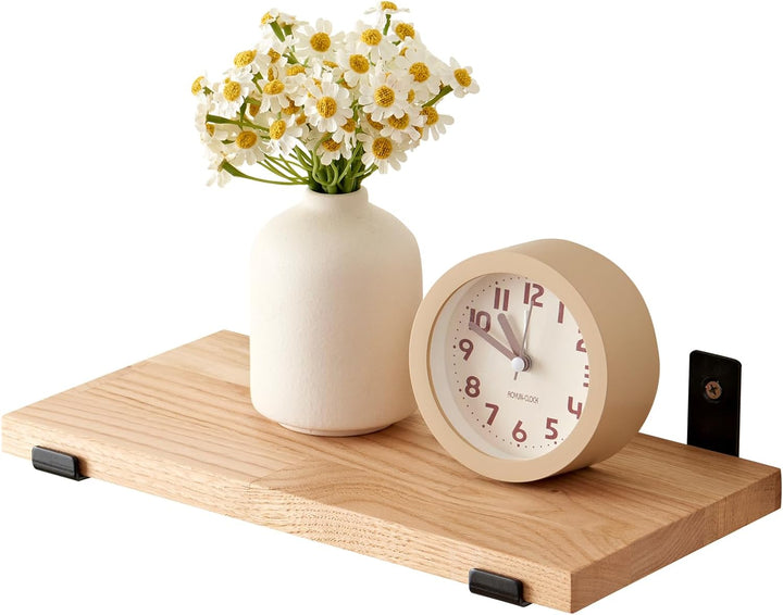 TREOAKWIS Schweberegal Eiche Massiv, Wandregal Holz Regale Wandboard für Badezimmer, Schlafzimmer, W