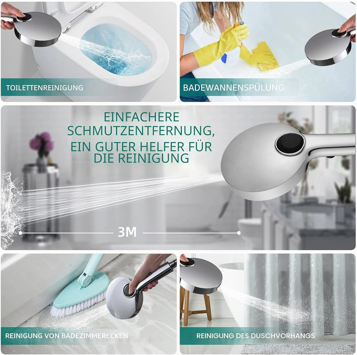 Duschkopf Gross Hochdruck XXL Regenduschkopf mit 3+1 Strahlarten, 130mm Gross Handbrause Duschkopf W