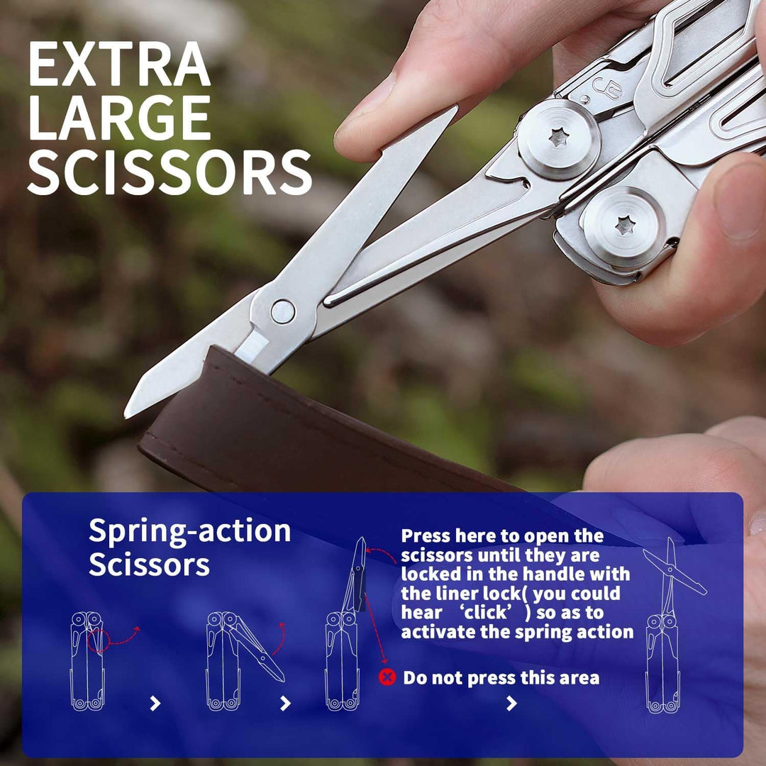 ROCKTOL Multitool, 29-in-1-Multitool-Zange mit austauschbaren Drahtschneidern und Säge, robustes Mul