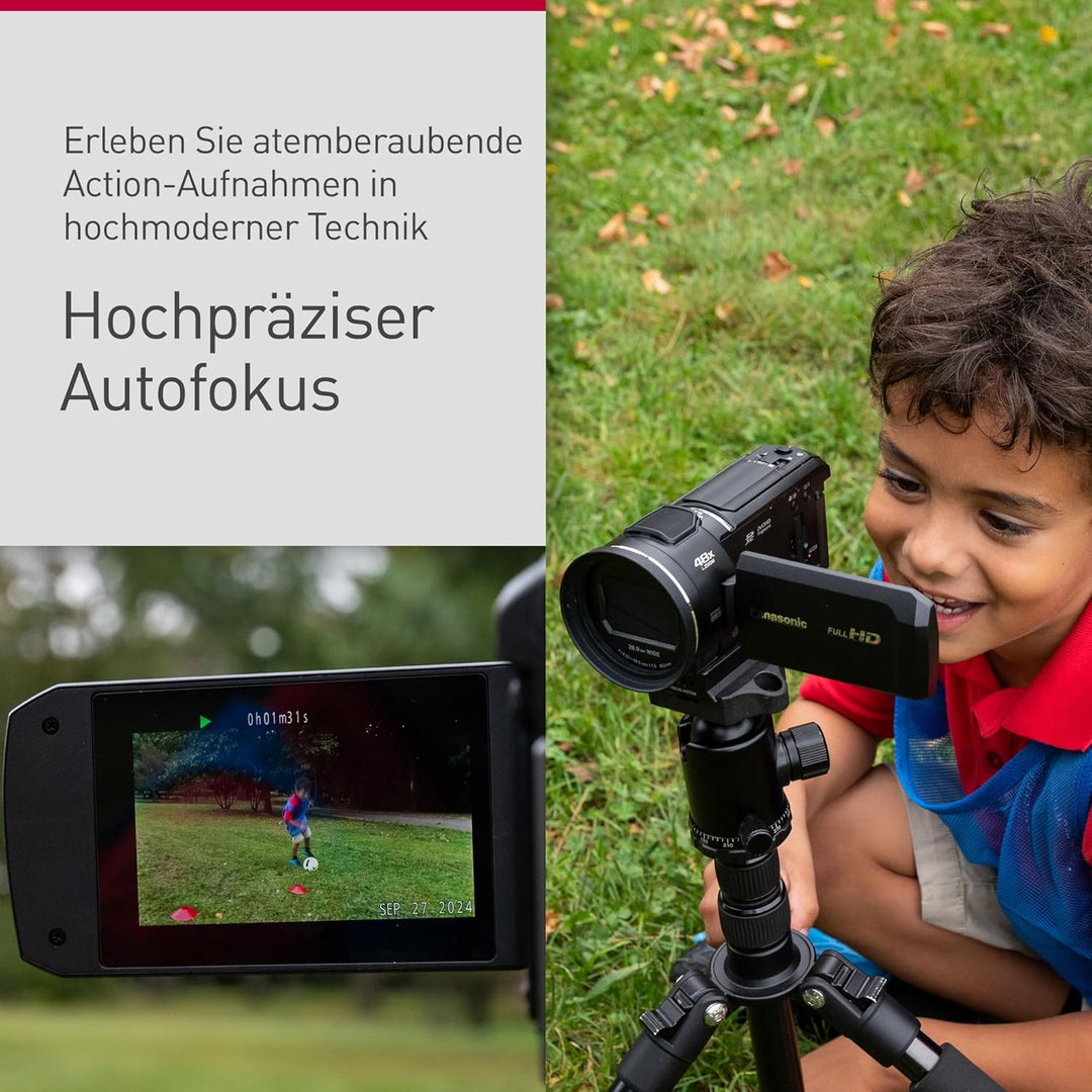 Panasonic HC-V900E-K Full-HD-Camcorder, FHD-Video, 25-mm-F1.8-Weitwinkelobjektiv, 24-facher optische