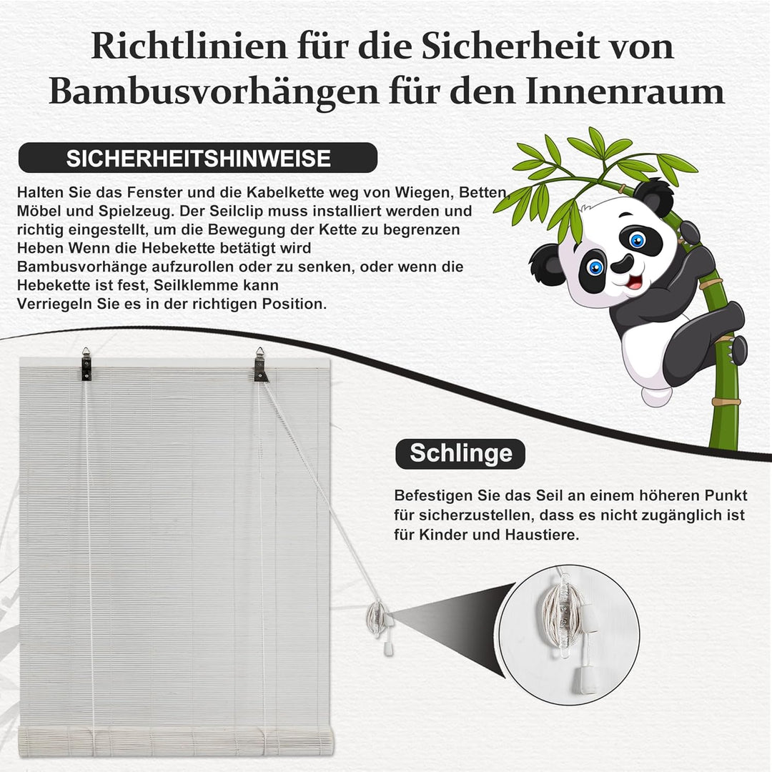 Bambus-Rollo für den Innenbereich, Jalousien aus Holz, Sonnenschutz und Privatsphäre, für Fenster un