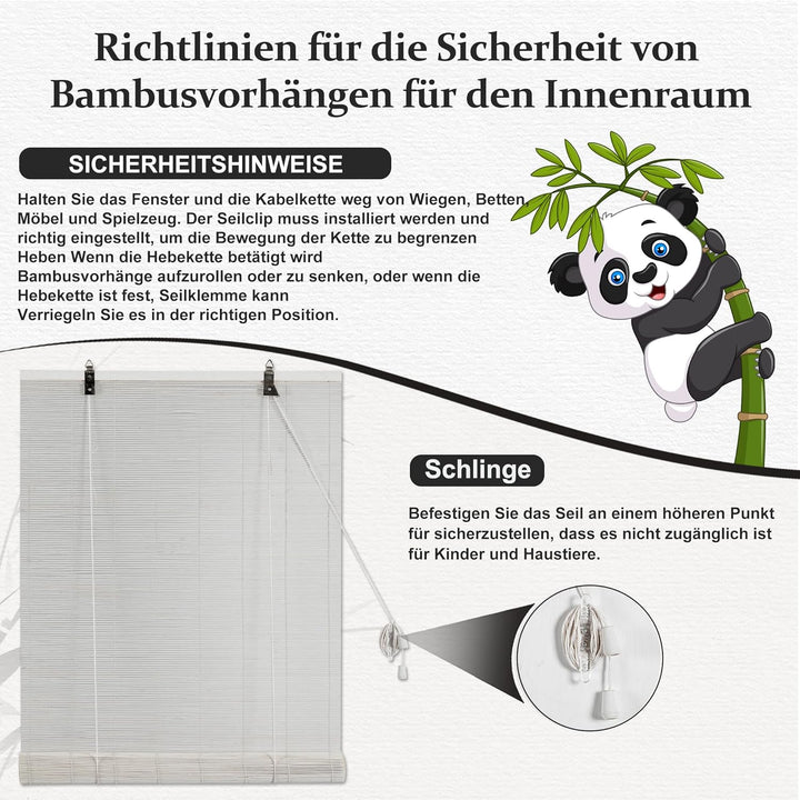 Bambus-Rollo für den Innenbereich, Jalousien aus Holz, Sonnenschutz und Privatsphäre, für Fenster un