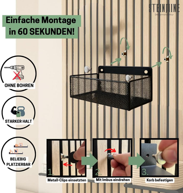 Steinmine - Designmanufaktur Zubehör-Set, Ablagen und Wandbehälter für Wandorganizer & Akustikpaneel