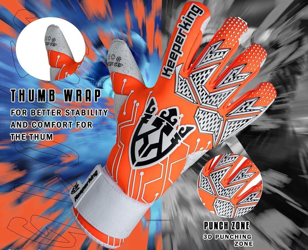 Keeperking Torwarthandschuhe für Erwachsene Fussballhandschuhe Herren Innennaht Profi Premier Grip 4