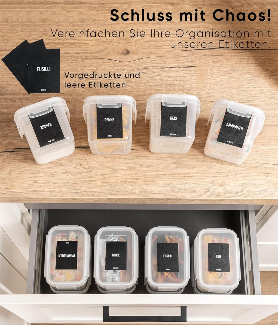 Deco haus® Vorratsdosen mit Deckel luftdicht 24er Set - Für Nudeln, Müsli, Mehl - Aufbewahrungsbox K
