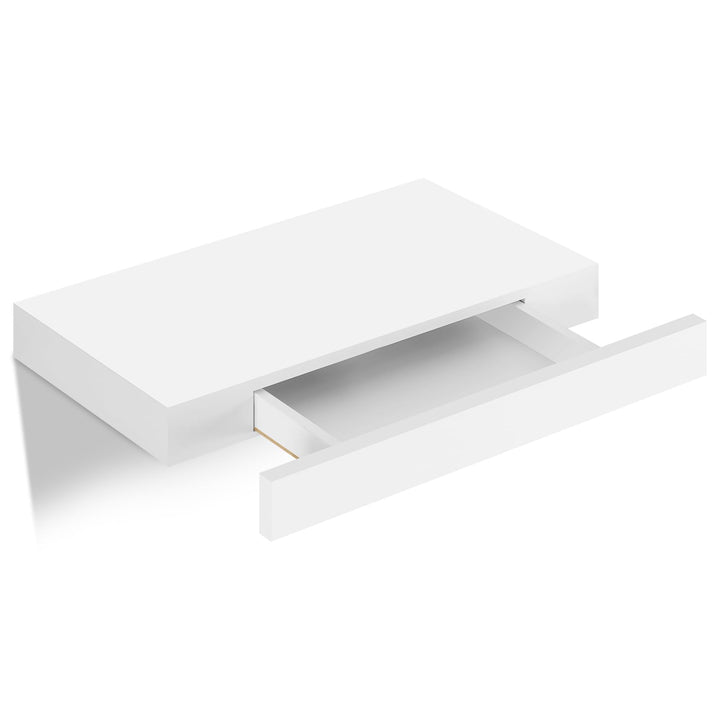 WOLTU Wandregal mit Schublade, Schweberegal Weiss, Regalbrett aus MDF, Wandboard für Wohnzimmer Schl