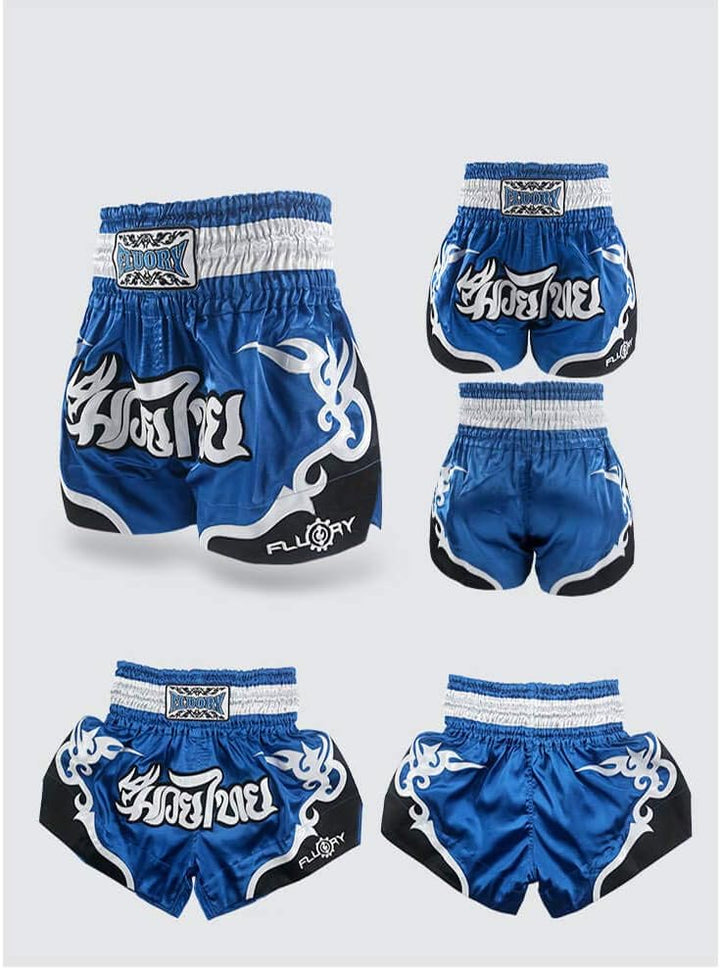 Fluory Muay Thai Shorts, reissfeste Boxshorts MMA Kampfkick Bekleidung für Männer Frauen Kinder Kamp